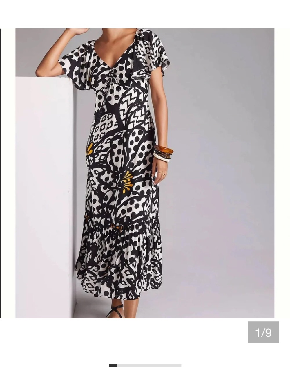 FARM Rio x
Anthropologie Abstract Floral Midi Dress with Yellow Accent
